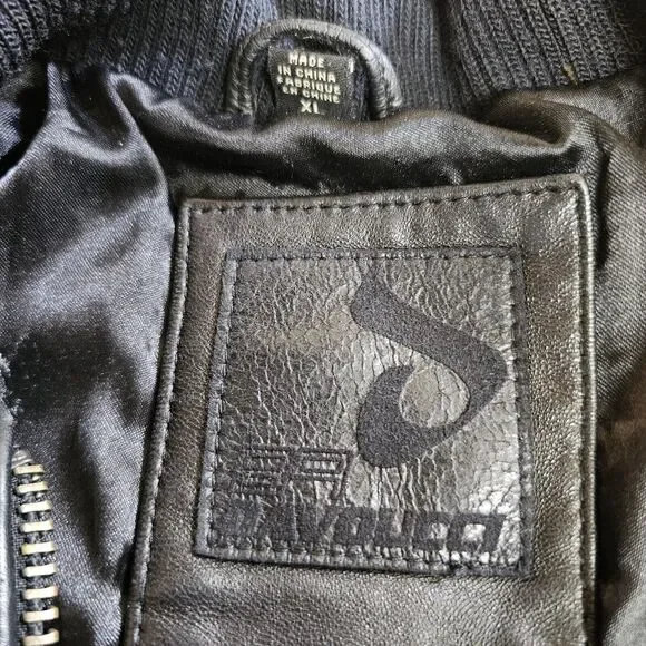Rare Davoucci Leather Jacket Heavy Baggy Vintage Y2K Full Art Black Size XL